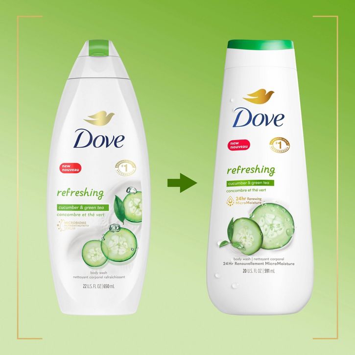 Dove Refreshing Body Wash Cucumber and Green Tea Cleanser, 20 oz