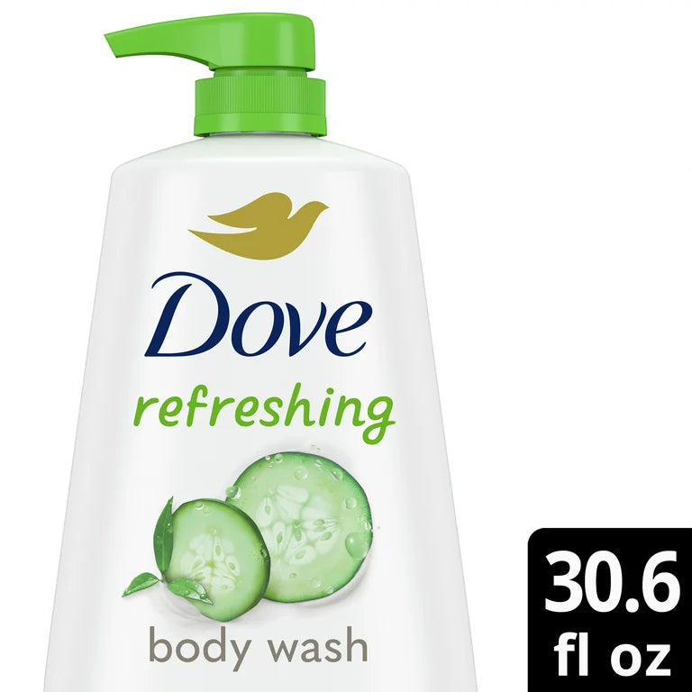 Dove Refreshing Liquid Body Wash with Pump Cucumber & Green Tea Cleanser, 30.6 oz