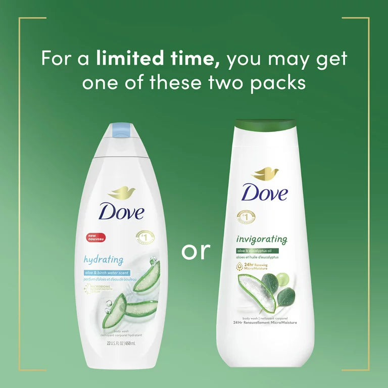 Dove Invigorating Liquid Body Wash Aloe & Eucalyptus Scent, 20 oz