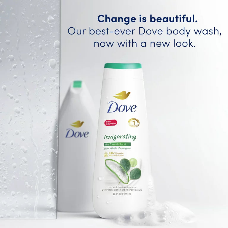 Dove Invigorating Liquid Body Wash Aloe & Eucalyptus Scent, 20 oz