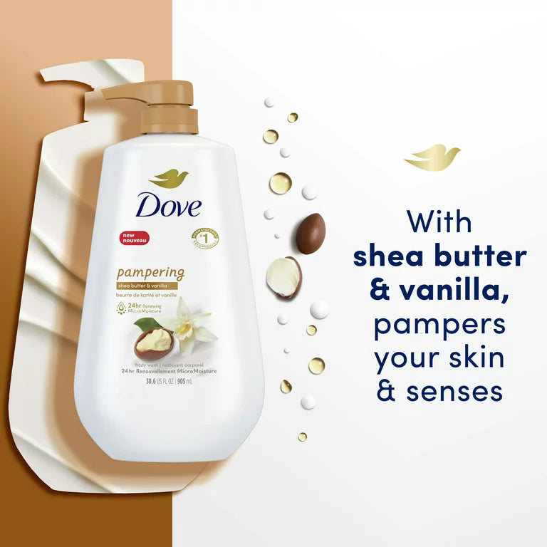 Dove Purely Pampering Liquid Body Wash with Pump Shea Butter & Vanilla, 30.6 oz