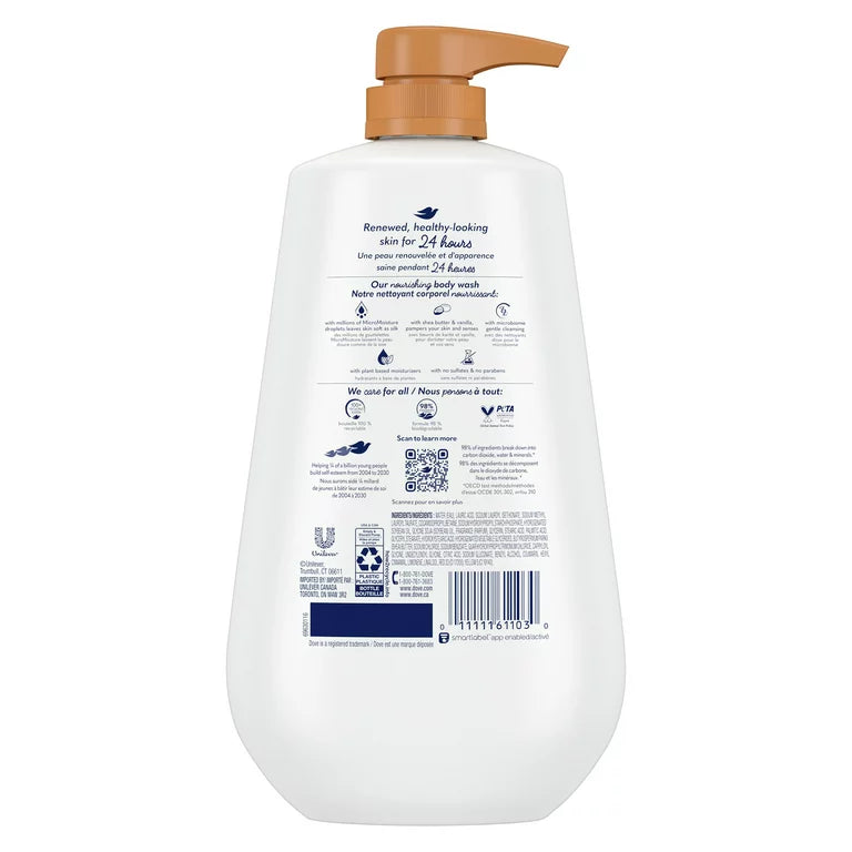 Dove Purely Pampering Liquid Body Wash with Pump Shea Butter & Vanilla, 30.6 oz